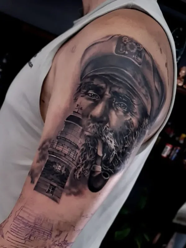 male black and grey realism татуировка на upper arm #63151 | Тату мастер Tanya Taljaard