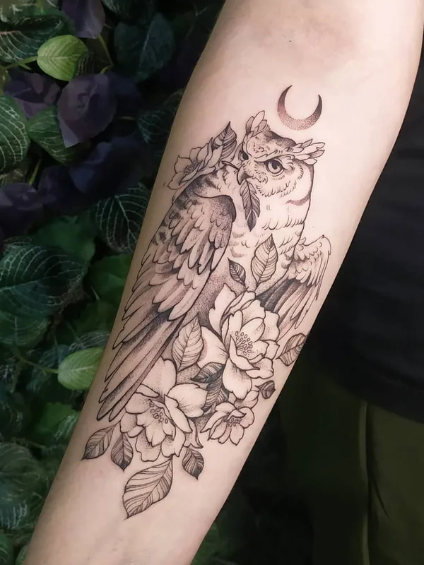 black and grey blackwork Tatuaggio su forearm #52331 | Tatuatore Настя Боженова