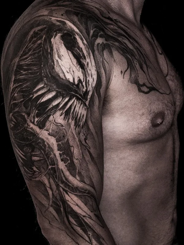male black and grey black and grey татуировка на full sleeve #52337 | Тату мастер Александр Беляев
