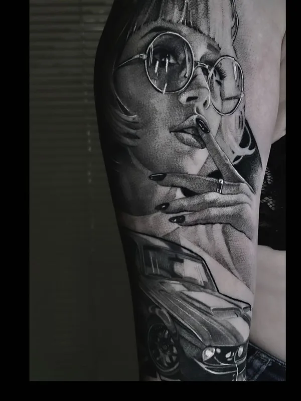 female black and grey realism татуировка на forearm #52345 | Тату мастер Александр Беляев