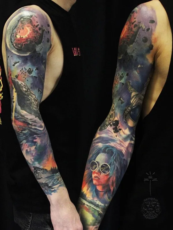 color realism Tatuaggio su full sleeve #52355 | Tatuatore Вячеслав Безручко