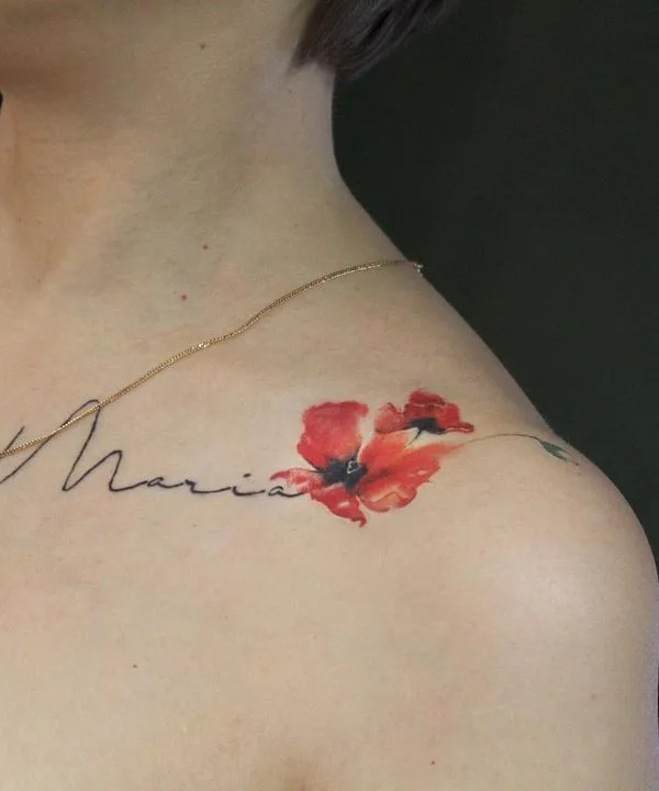 female color watercolor Tatuaggio su collarbone #52353 | Tatuatore Вячеслав Безручко