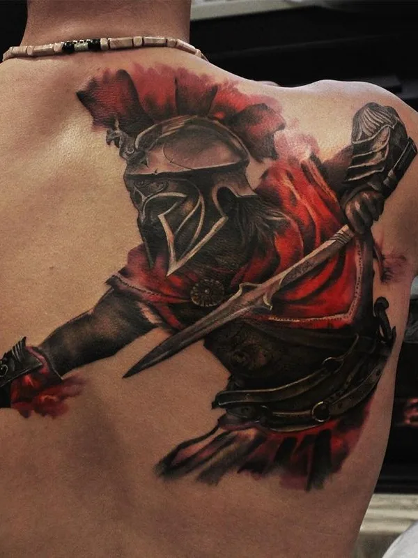male color realism Tatuaggio su upper back #52354 | Tatuatore Вячеслав Безручко