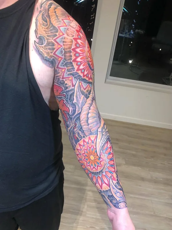 color ornamental tattoo on full sleeve #29216 | Tattoo Artist Guy Aitchison