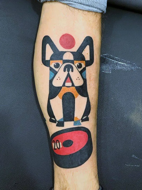 color geometric tatouage sur calf #30760 | Artiste tatoueur Luca Font