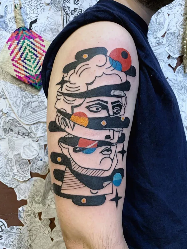 color abstract tatouage sur bicep #30750 | Artiste tatoueur Luca Font
