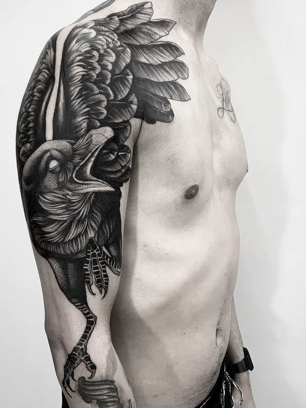 male black and grey blackwork Tatuagem em full sleeve #31437 | Tatuador Planoc