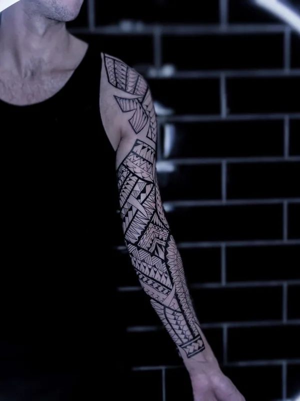 male black tribal татуировка на full sleeve #71503 | Тату мастер Полина Забродина Liod INK