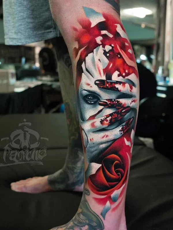 color realism tattoo auf calf #14459 | Tätowierer A.D. Pancho