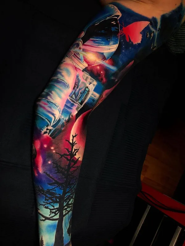 color realism tattoo on full sleeve #32598 | Tattoo Artist Tomas Šaray