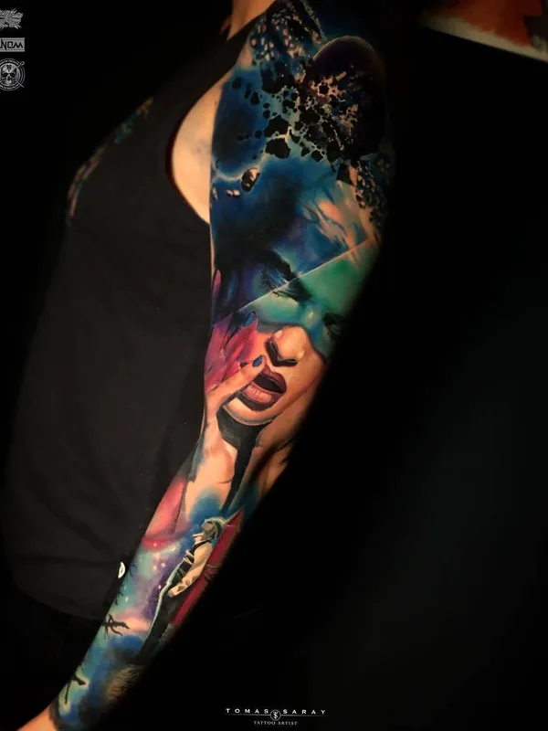 color realism tattoo on full sleeve #32595 | Tattoo Artist Tomas Šaray