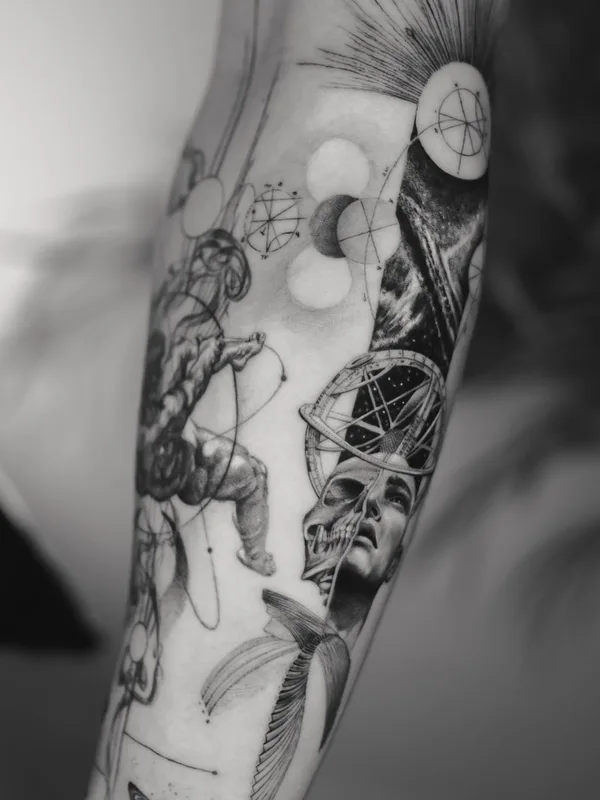 black and grey black and grey татуировка на forearm #37584 | Тату мастер Maxime Etienne