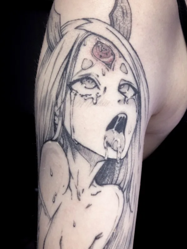 female black and grey anime Tatuaggio su upper arm #59256 | Tatuatore EKYS ONE
