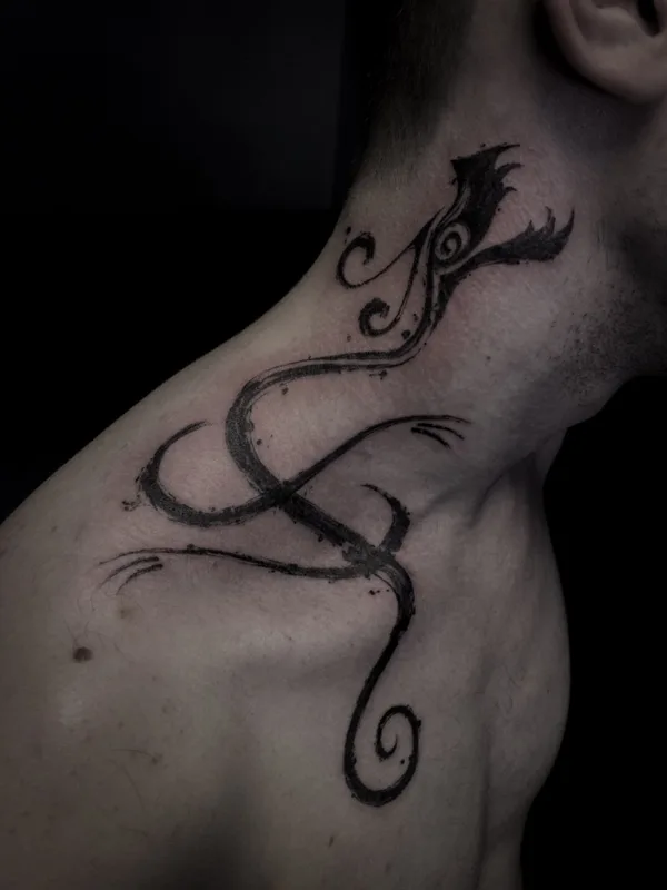 male black abstract Tatuaggio su neck #59257 | Tatuatore EKYS ONE