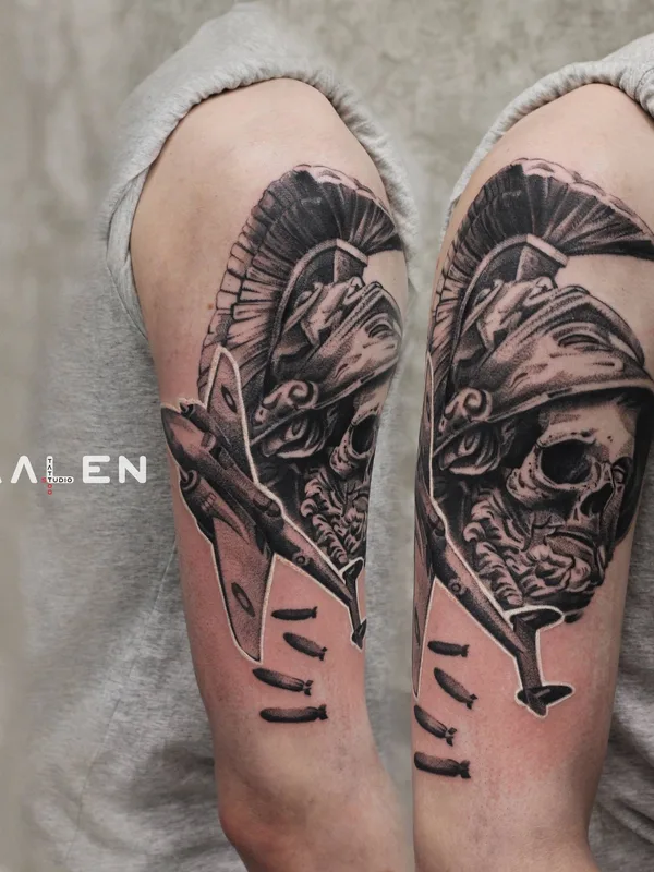 black and grey black and grey татуировка на upper arm #33061 | Тату мастер Антон Поплавский