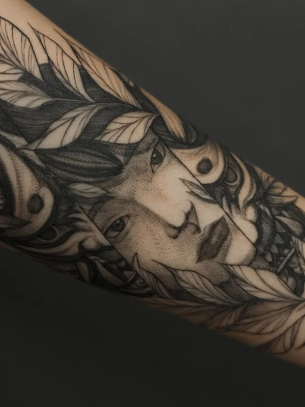 black and grey blackwork tattoo on forearm #46152 | Tattoo Artist Миша Тигл 