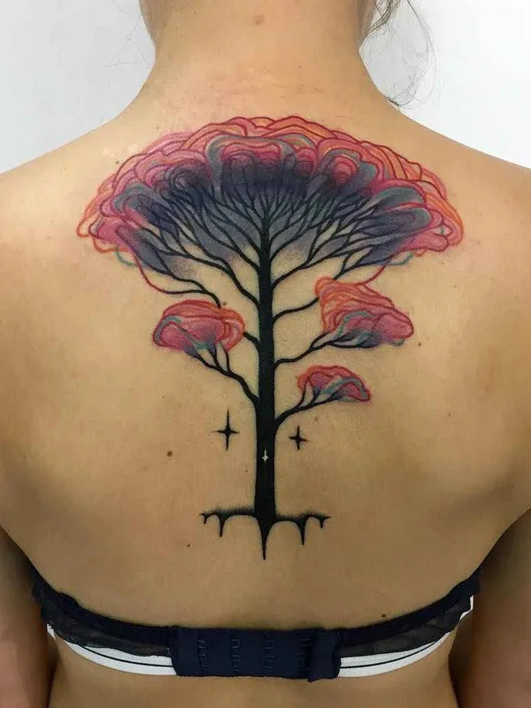 female color illustrative tattoo auf upper back #13965 | Tätowierer Giena Todryk