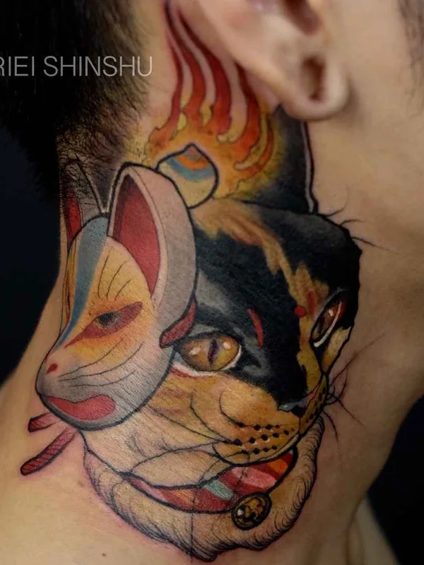 color japanese tatouage sur neck #16422 | Artiste tatoueur Horiei Shinshu