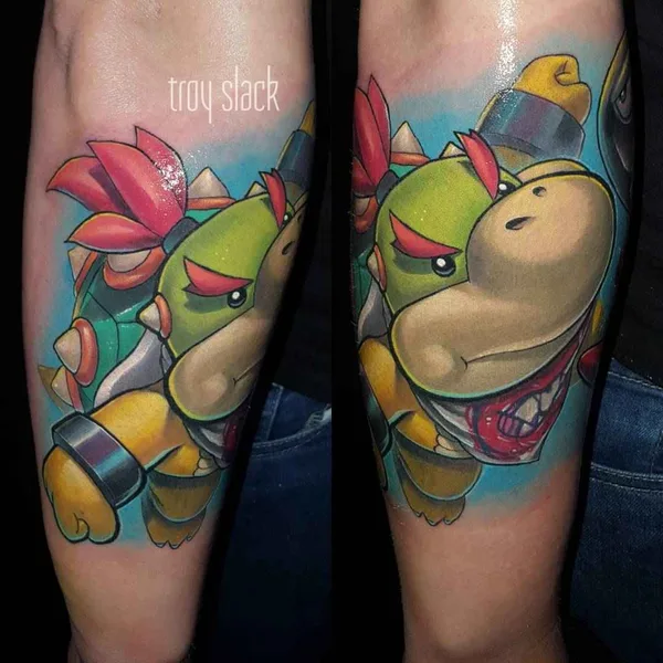 New School tattoo by Troy Slack