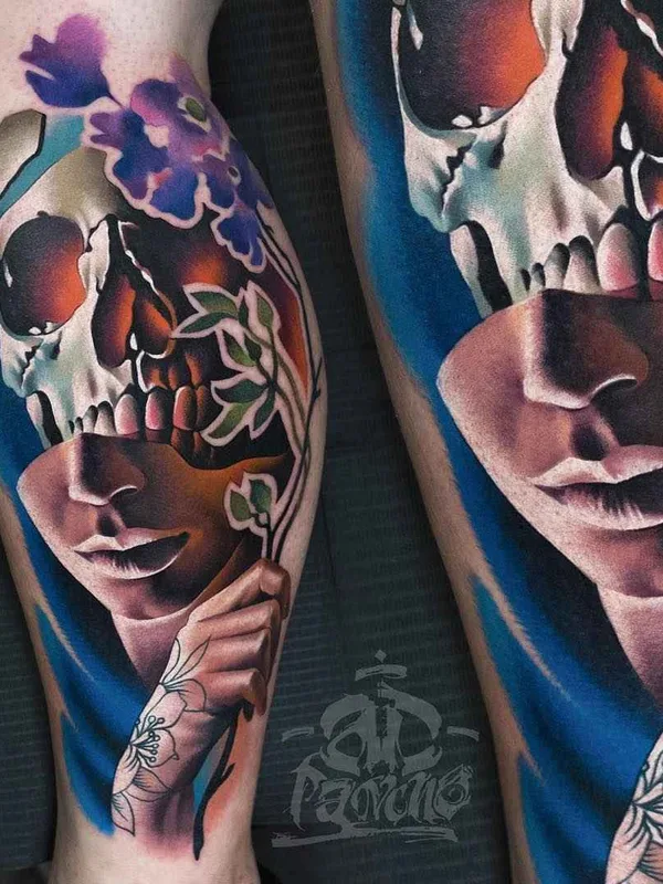 color realism tattoo auf calf #14461 | Tätowierer A.D. Pancho