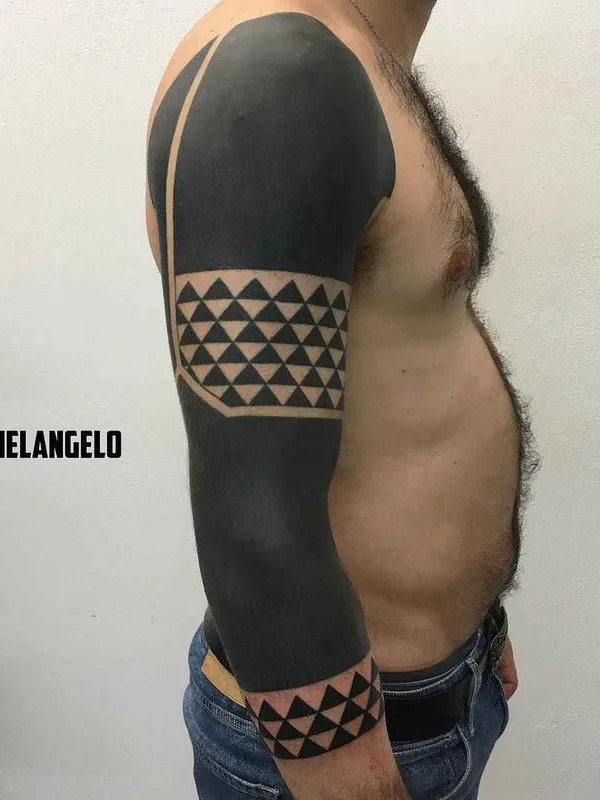male black blackout tattoo on full sleeve #14589 | Tattoo Artist Michelangelo