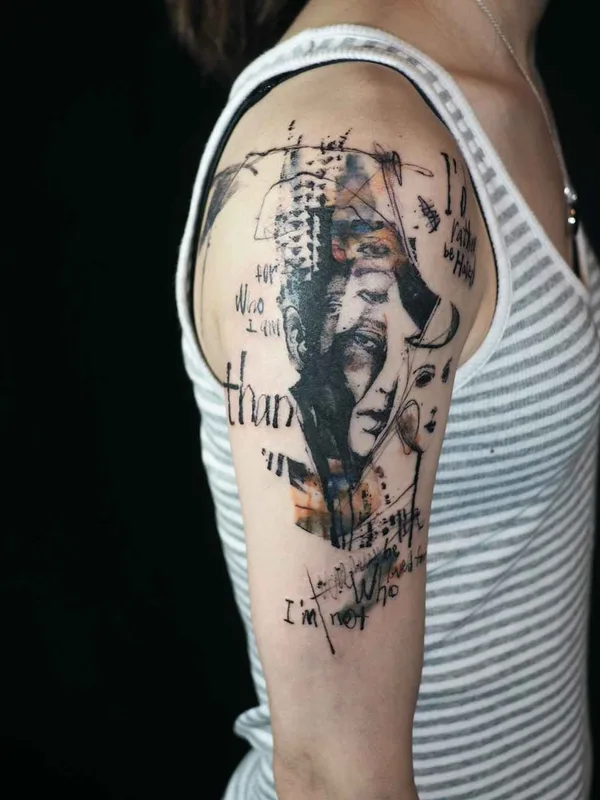 female color sketch tattoo auf upper arm #17682 | Tätowierer NADi