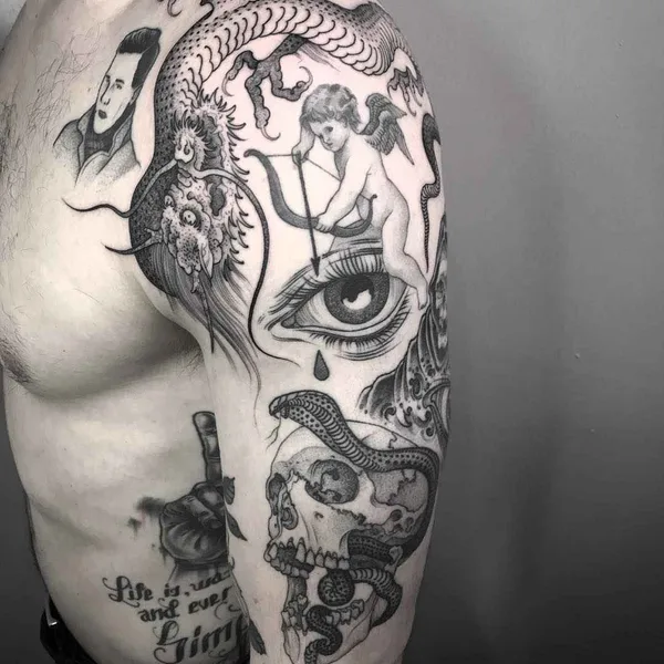 Dotwork tattoo by Nathan Kostechko in Los Angeles