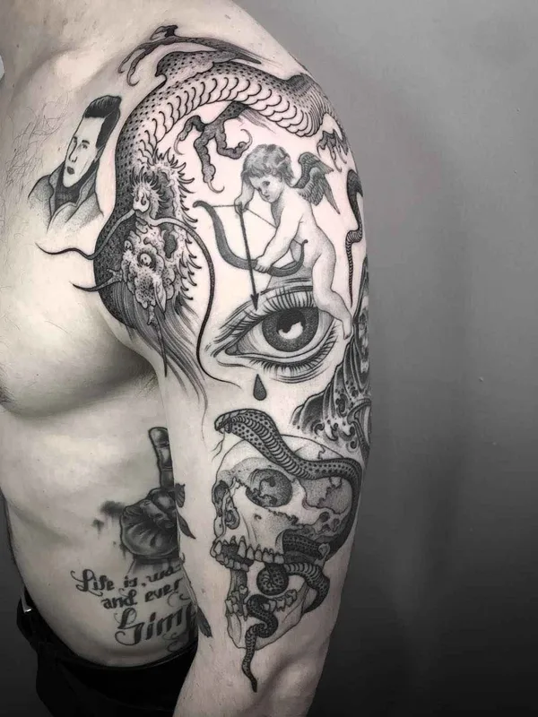 Dotwork tattoo by Nathan Kostechko in Los Angeles
