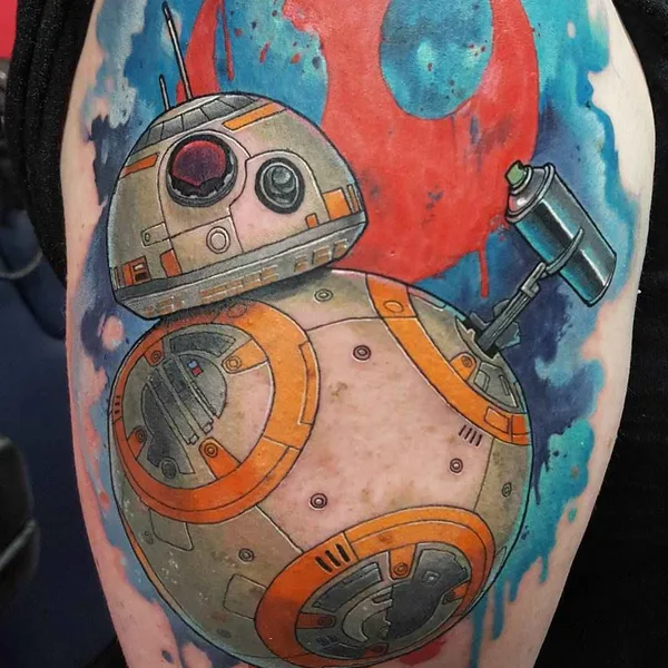 New School tattoo by Troy Slack
