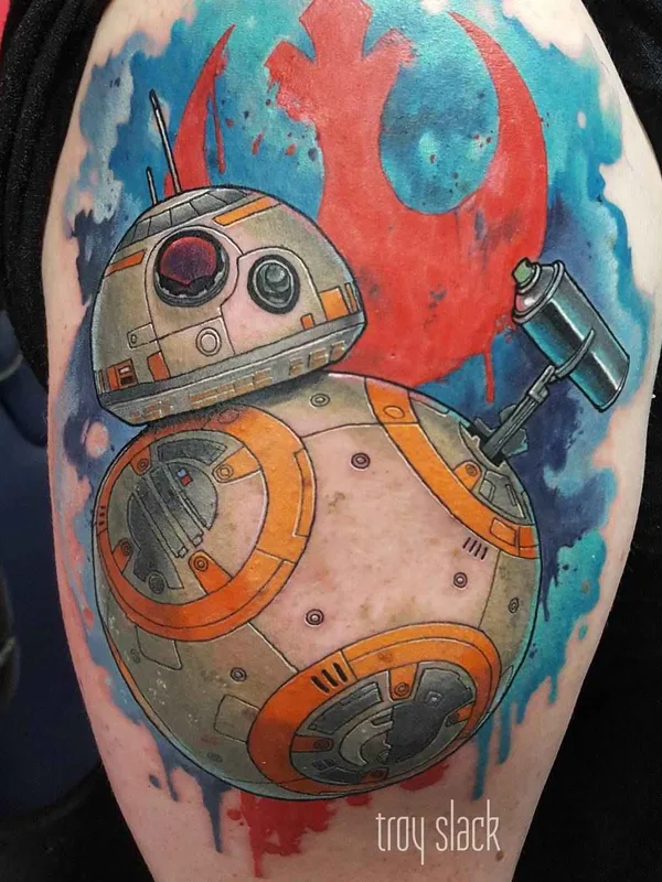 New School tattoo by Troy Slack