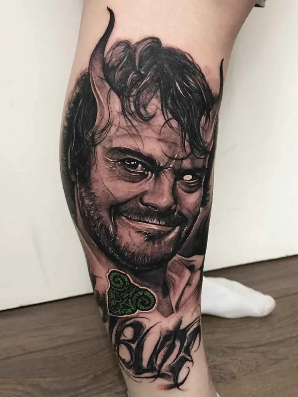 black and grey realism tatouage sur calf #14427 | Artiste tatoueur Anrijs Straume
