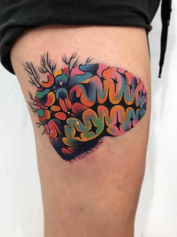 color abstract tattoo auf thigh #13970 | Tätowierer Giena Todryk