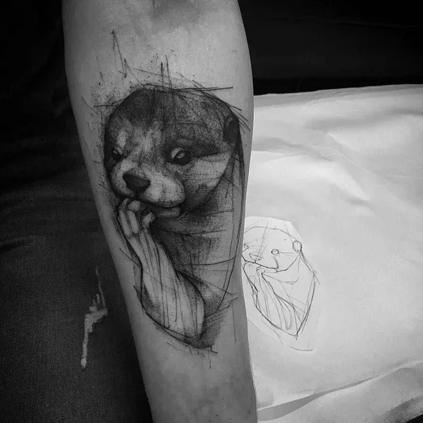 Sketch tattoo by Kamil Mokot in Berlin