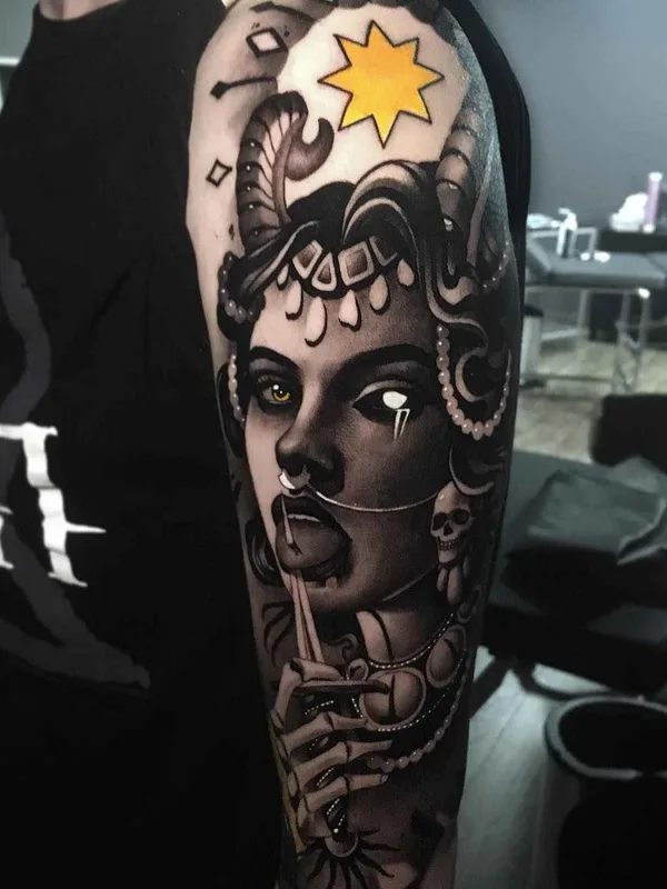 black and grey black and grey татуировка на upper arm #14689 | Тату мастер CRISTIAN CASAS