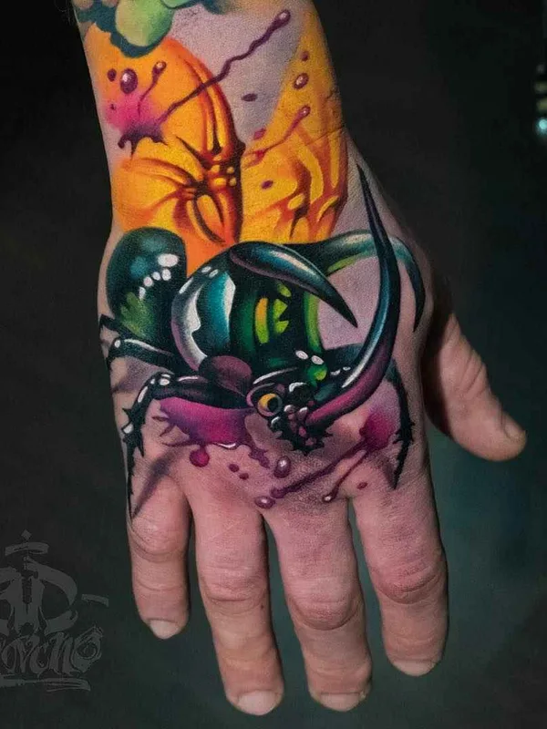 color realism tattoo auf back of hand #14460 | Tätowierer A.D. Pancho