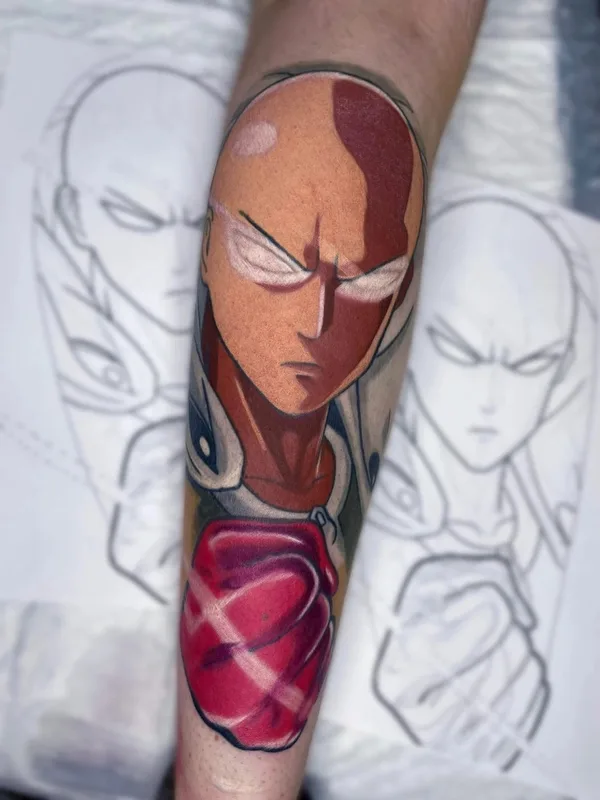 male color anime tatuaje en calf #63163 | Tatuador Даня Хикки