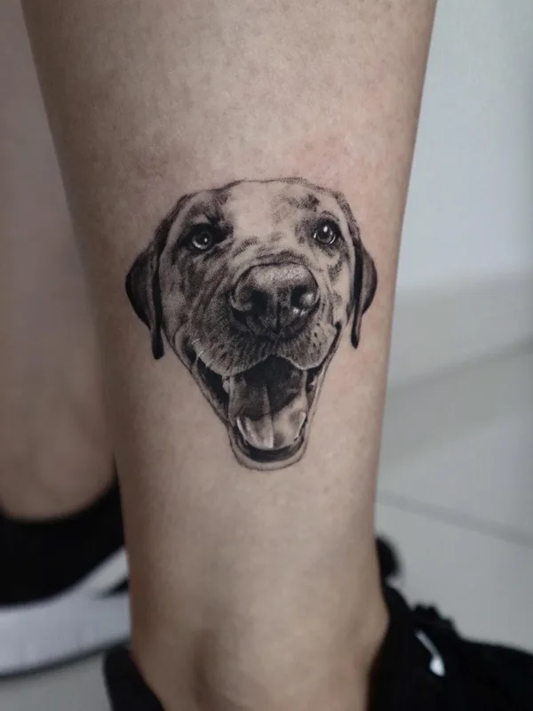 black and grey realism Tatuagem em calf #63197 | Tatuador Kate Sv