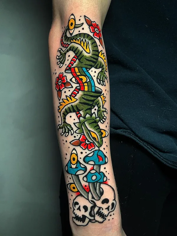color traditional tattoo auf forearm #63206 | Tätowierer Christopher Scott