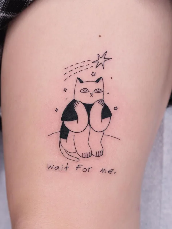black linework 타투 부위 thigh #63214 | 타투이스트 Katya Krasnova