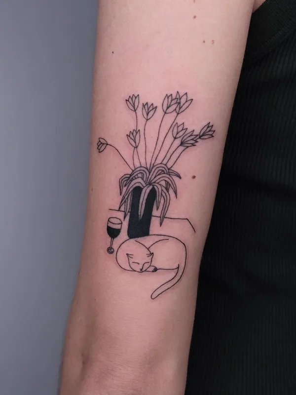 black linework 타투 부위 forearm #63216 | 타투이스트 Katya Krasnova