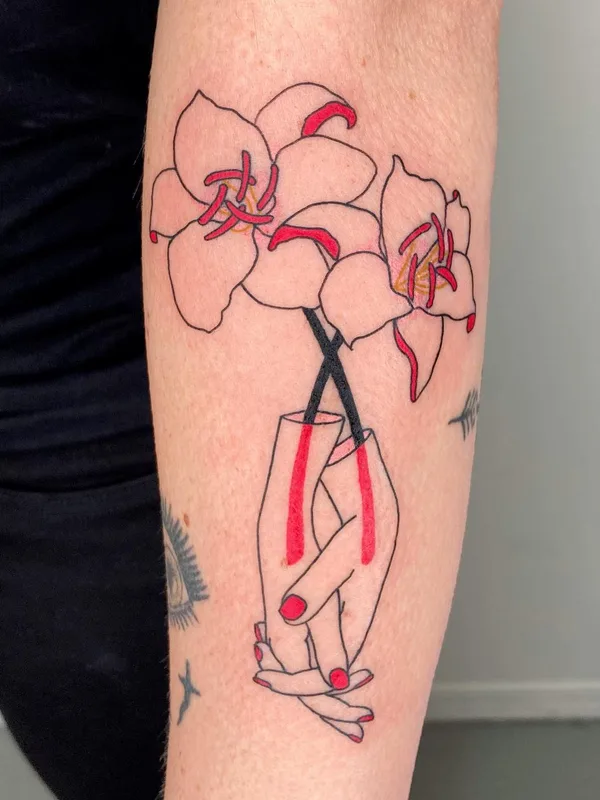 color linework 纹身 在 forearm #63232 | 纹身师 happyfishhead