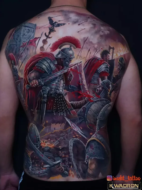 male color realism татуировка на full back #63239 | Тату мастер Marcin Insekt Polak
