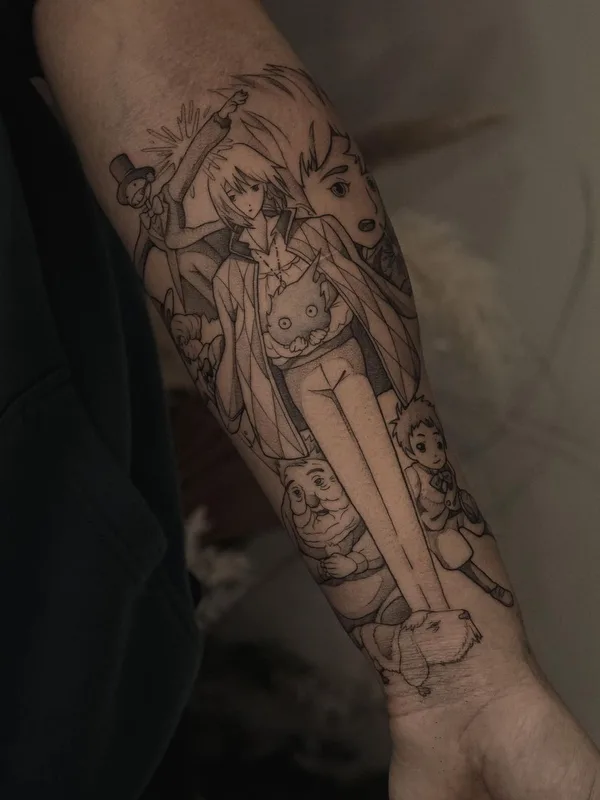black and grey anime tattoo on forearm #63263 | Tattoo Artist Andrey Dopinguin