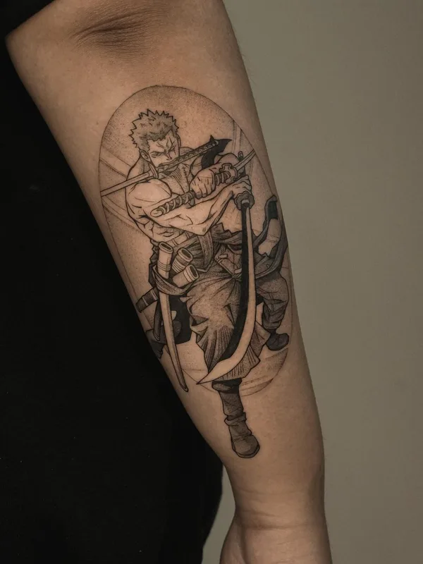 black anime tattoo on forearm #63265 | Tattoo Artist Andrey Dopinguin