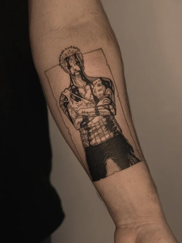male black anime tattoo on forearm #63257 | Tattoo Artist Andrey Dopinguin