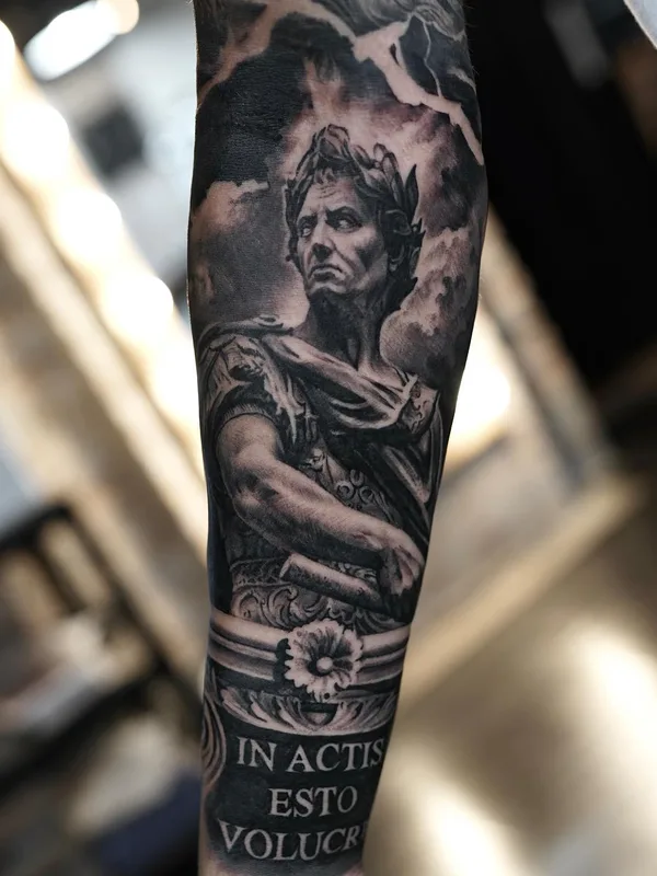 black and grey realism tatouage sur full sleeve #63296 | Artiste tatoueur B-Grey aka Aivars Liepa