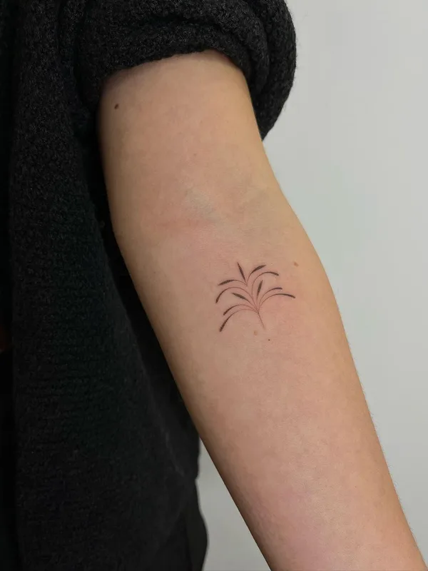 female black botanic, miniature, handpoke Tatuagem em forearm #63300 | Tatuador Lara Maju