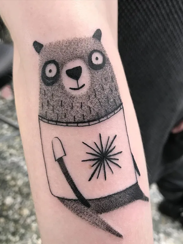 black and grey illustrative tattoo auf forearm #35304 | Tätowierer Wujek