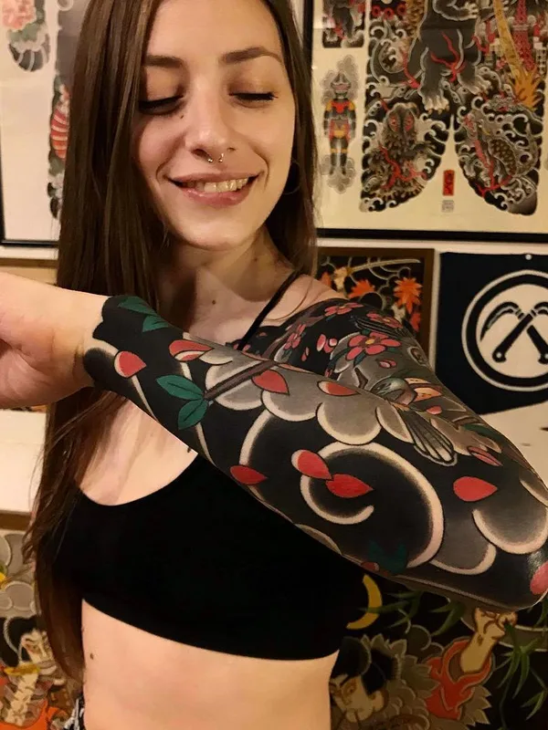 female color japanese tatouage sur full sleeve #35358 | Artiste tatoueur Ian Det
