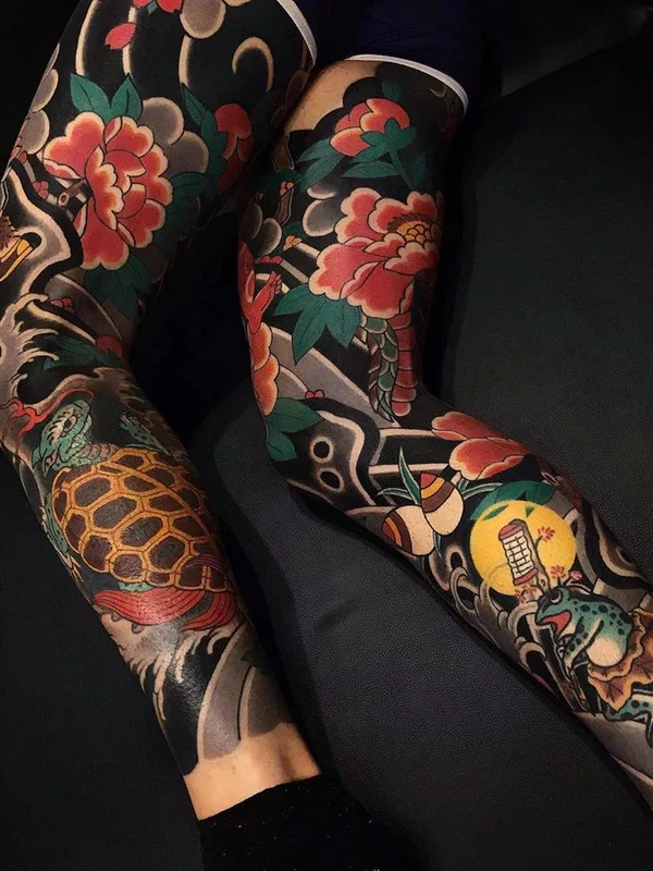 color japanese tatouage sur full leg #35363 | Artiste tatoueur Ian Det